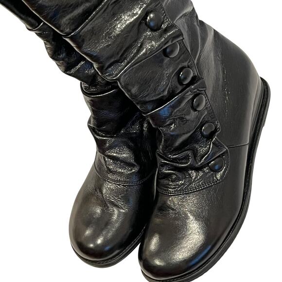 Miz Mooz 9.5 Wide Calf Boots Tall 9.5 Wedge Low Heel Boots Victorian Mid Calf - Picture 3 of 16